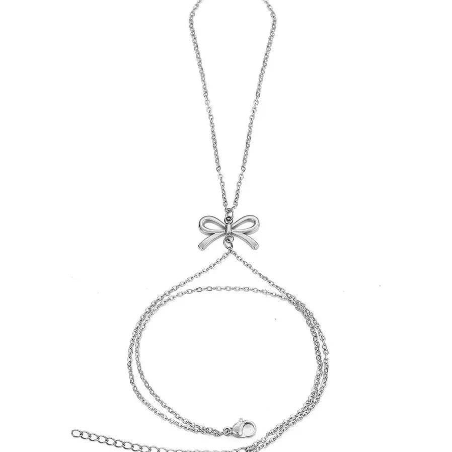 Stainless Steel Double-Layer Bowknot Bracelet for Women Vintage Jewelry
