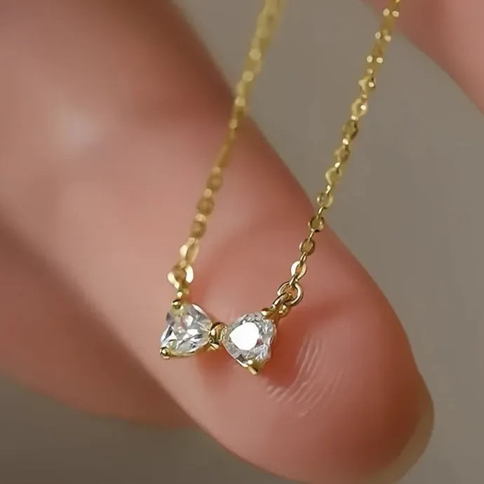 Geometric Bowknot Pendant Necklace for Women Copper Alloy Jewelry Gift