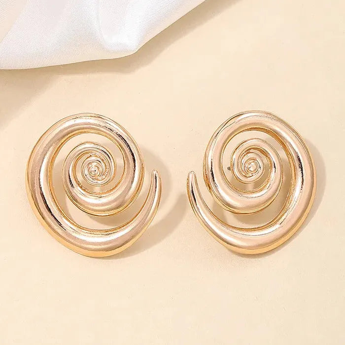 Vintage Metal Irregular Spiral Vortex Stud Earrings Women Trendy Jewelry 2026