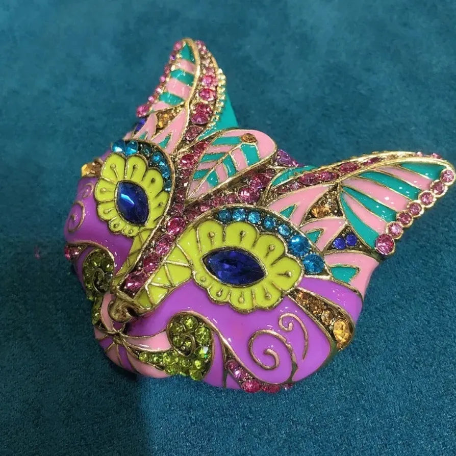 Geometric Rhinestone Fox Head Brooch Stylish Jacket Accessory Gift