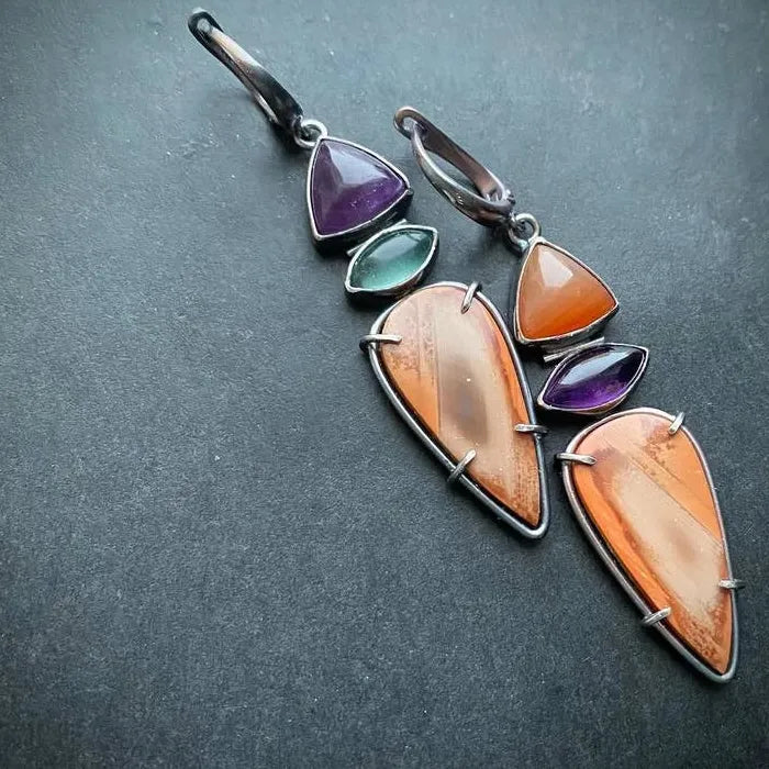 Geometric Triangle Zinc Alloy Drop Earrings Retro Style for Women Party Jewelry