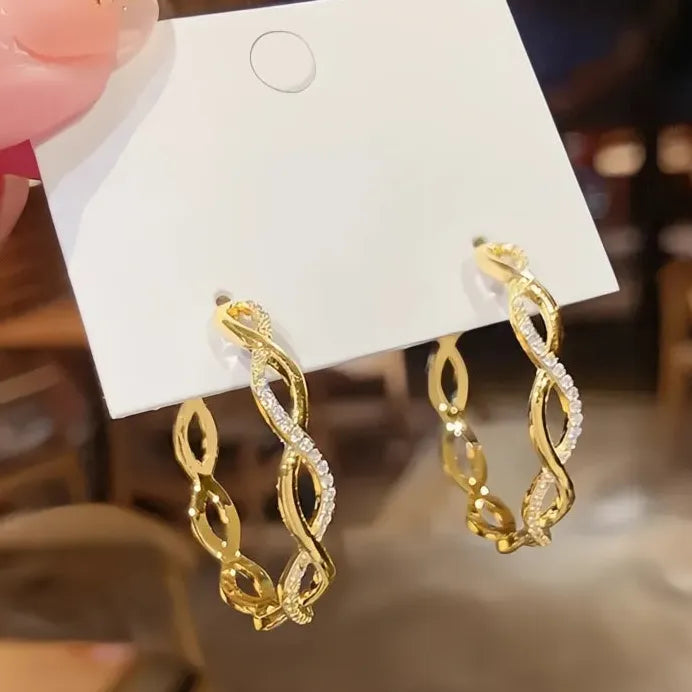 Geometric Twist Hoop Earrings Silver Gold Circle Statement Jewelry for Women