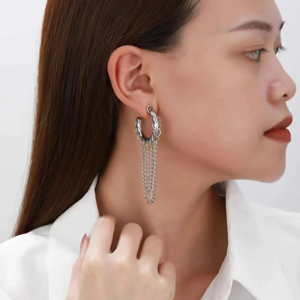 European American Long Fringe Zinc Alloy Earrings for Women Accessories