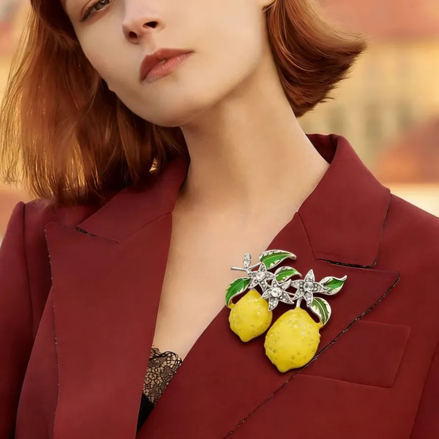 Luxury Lemon Fruit Classic Brooch for Men and Women Stylish Accessory