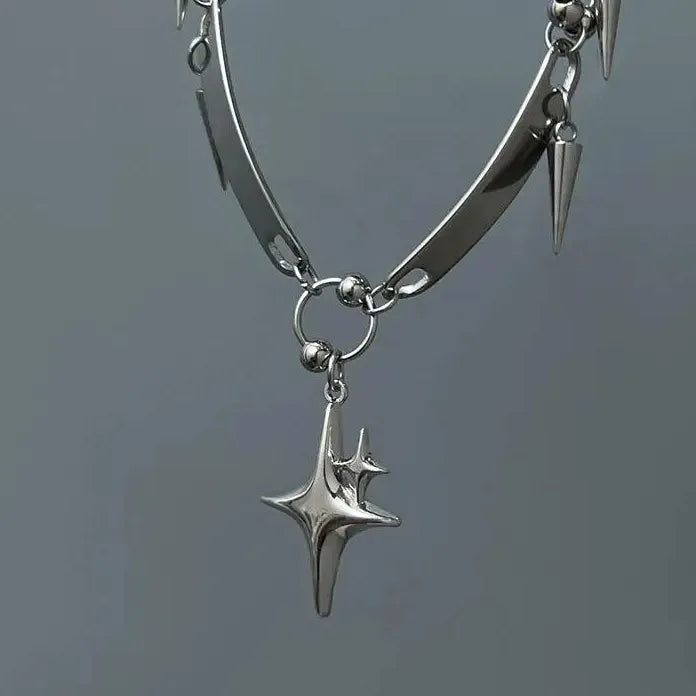 Hiphop Punk Star Pendant Necklace Men Women Gothic Y2K Rock Jewelry