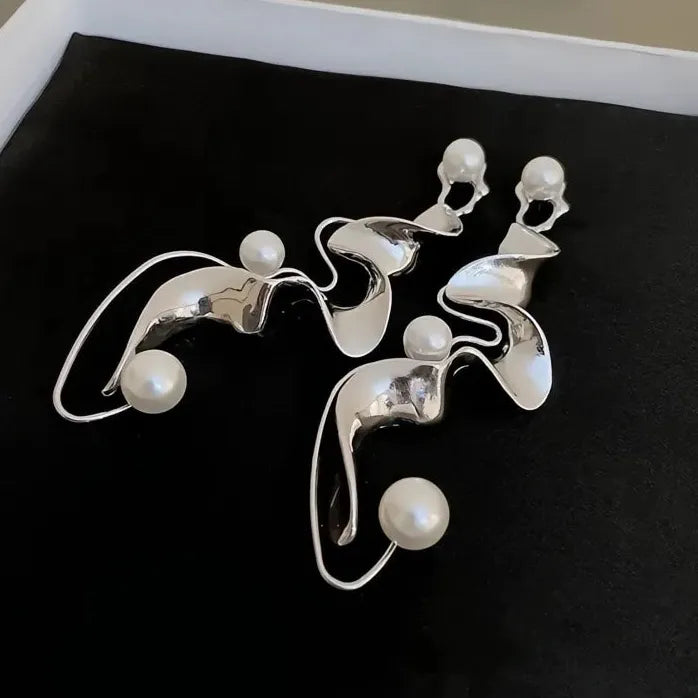 Geometric Dangle Earrings with Imitation Pearl for Women