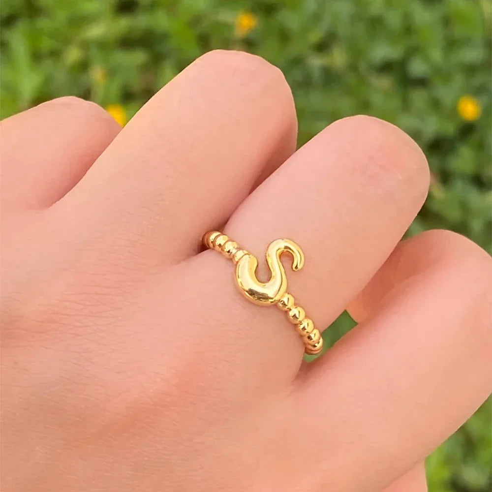 18k Gold Plated Stainless Steel Alphabet Initial Knuckle Ring A-Z Party Gift