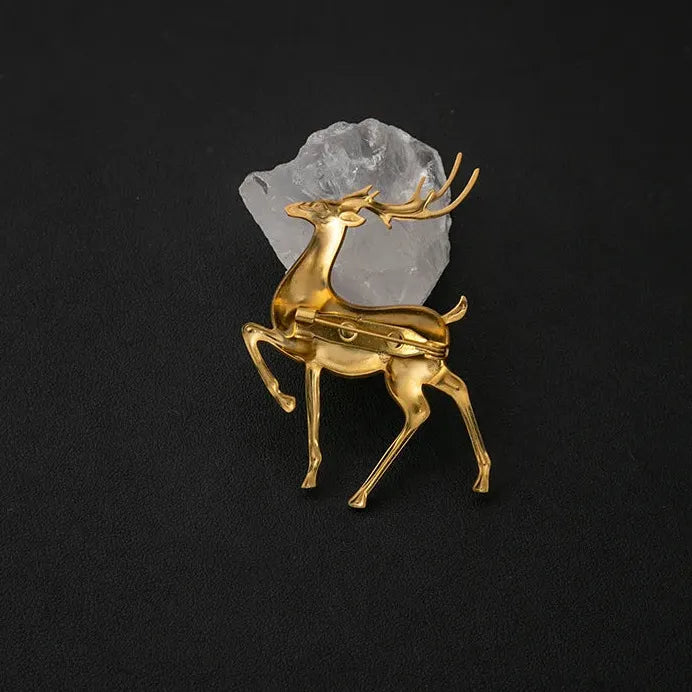 Gold Metal Deer Brooch Zinc Alloy Unisex Luxury Suit Jewelry