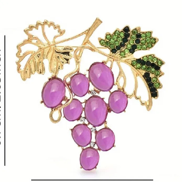 Women's Retro 3D Grape Rhinestone Brooch Pin for Dress Party Accessory