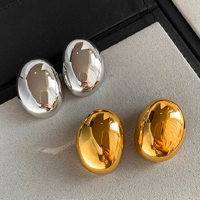 Smooth Elliptical Geometric Zinc Alloy Metal Earrings for Women 2026
