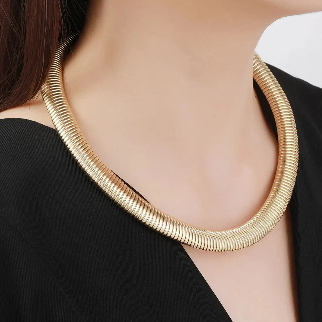 Geometric Snake Bone Chain Choker Necklace Women Stainless Steel Gold Jewelry