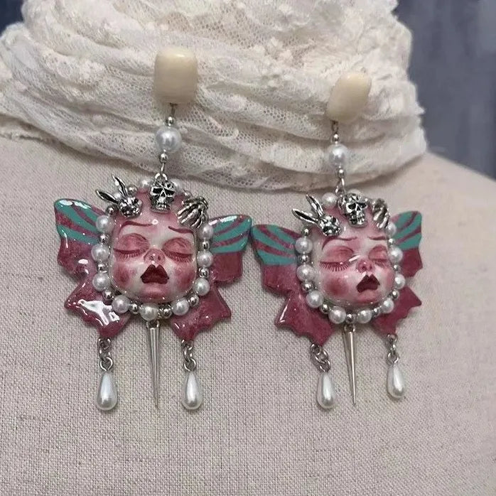 Neo-Gothic Ceramic Copper Geometric Drop Earrings for Women Jewelry Gift