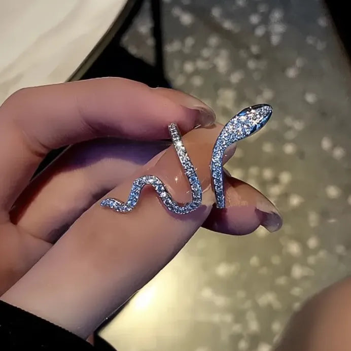 Geometric Snake Ring for Women Brass with Micro Inlaid Cubic Zirconia