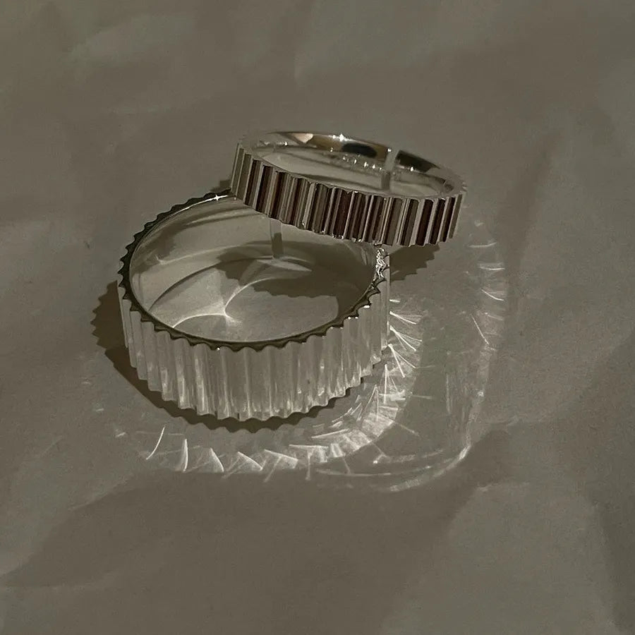 Stainless Steel Gear Ring for Women Couples Trendy Luxury Open Band Jewelry