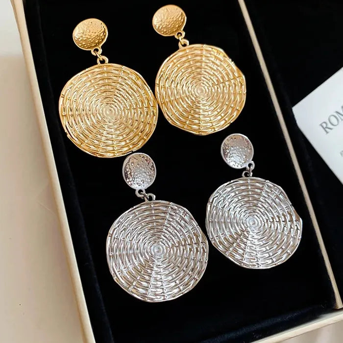 Exaggerated Round Geometric Zinc Alloy Drop Earrings for Women Gift
