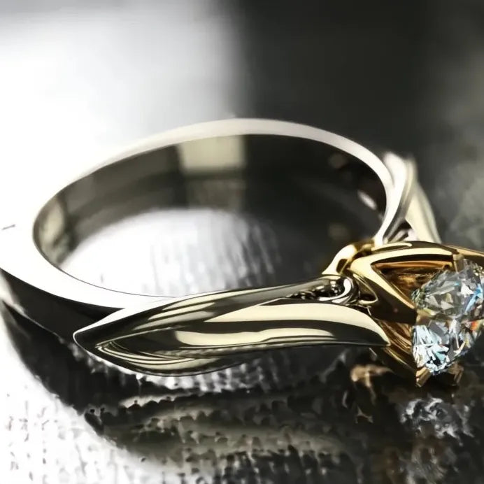 Two Tone Cubic Zirconia Wedding Rings for Women Engagement Collection