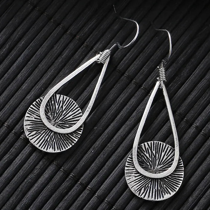 Retro Geometric Fan Drop Earrings Zinc Alloy Ethnic Style Women's Jewelry