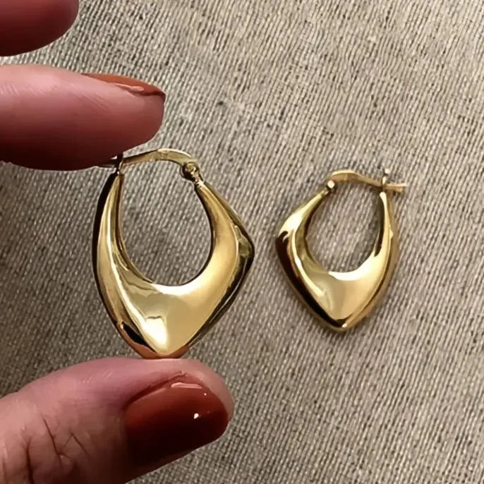 Geometric Copper Alloy Hoop Earrings in Brass Gold Silver Metal Jewelry