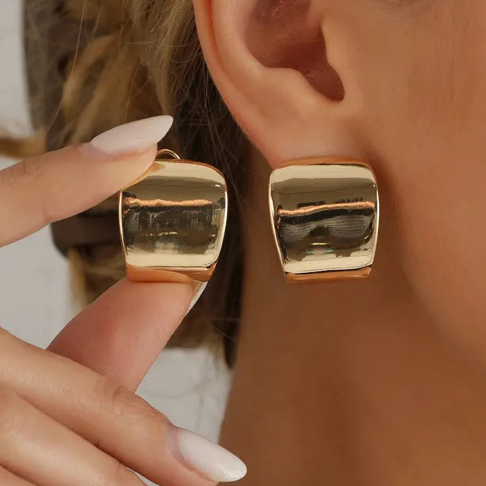 Square Geometric Stud Earrings and Ring Set for Women Jewelry Gift