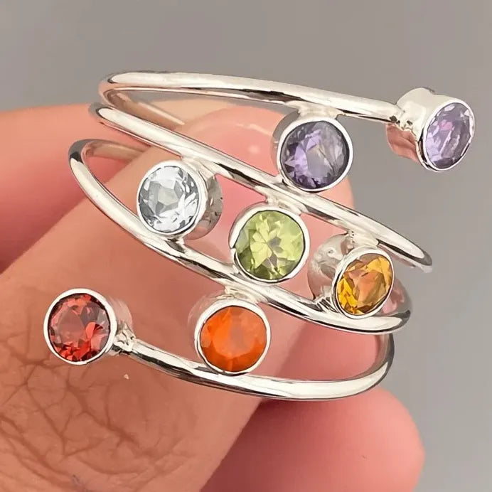 Colorful CZ Multi-layer Geometric Brass Rings for Women Party Accessory
