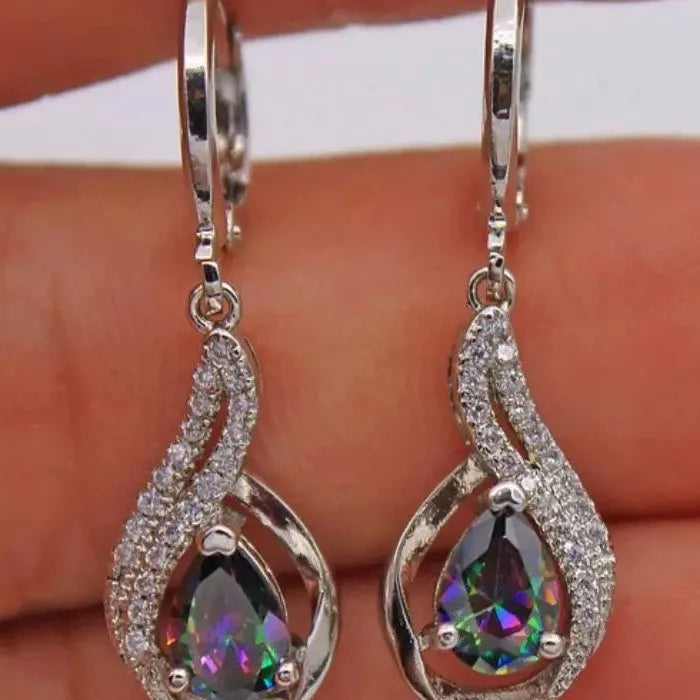 Zircon Crystal Water Droplet Earrings for Women Girls Wedding Party Jewelry Gift