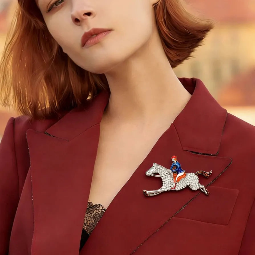 Classic Horse Rider Brooch Elegant Jewelry Gift for Men and Women
