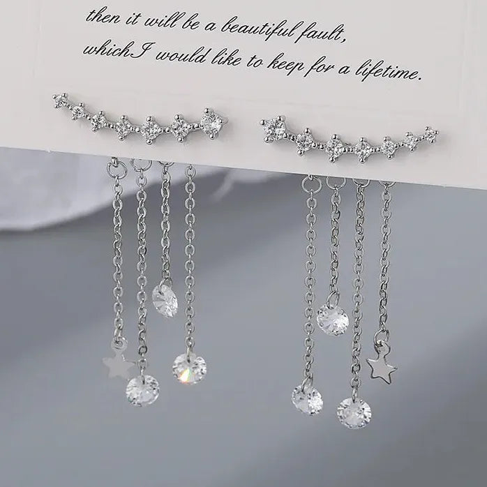 Elegant Light Luxury Long Tassel Copper Earrings Women Geometric Drop Design