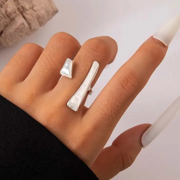 Adjustable Geometric Open Rings for Women Punk Hip Hop Fashion Jewelry