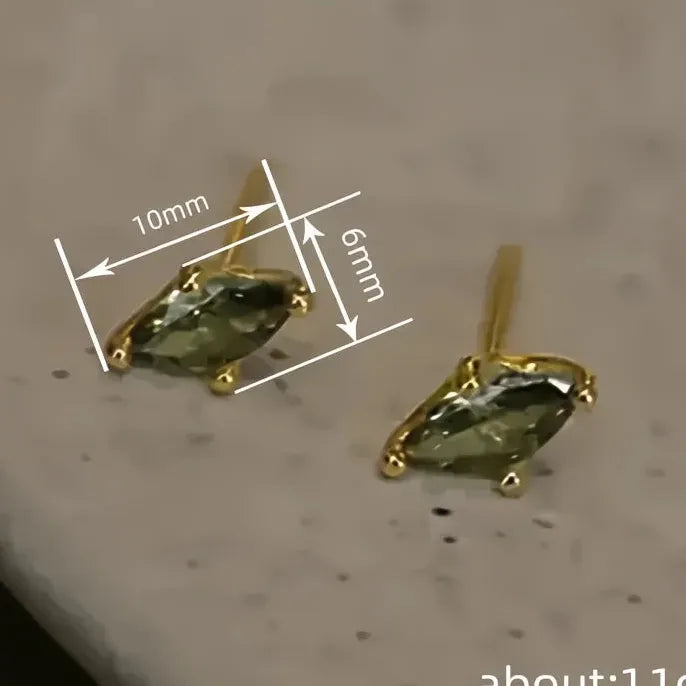 Marquise Cut Green Cubic Zirconia Copper Alloy Stud Earrings for Wedding Jewelry
