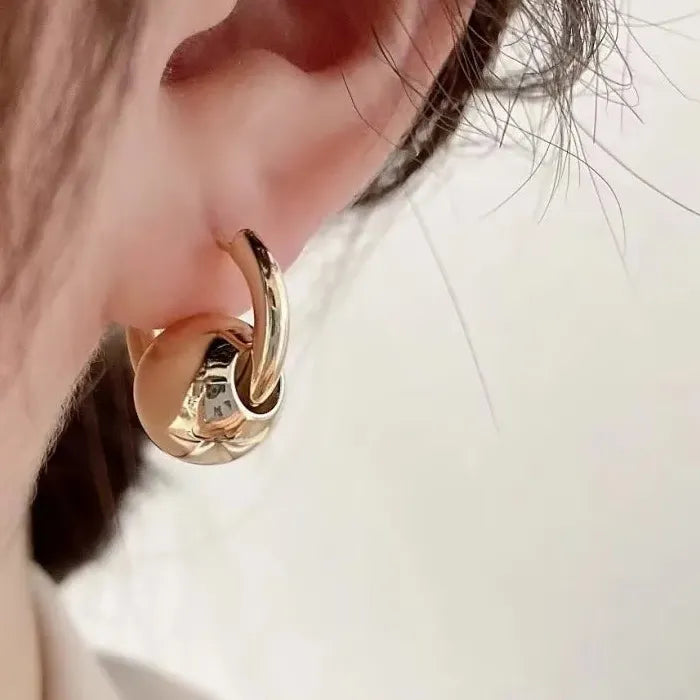 Gold Geometric Ball Hoop Earrings for Women Zinc Alloy Gift 2026