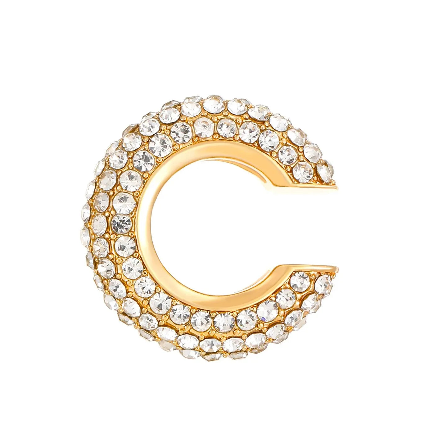 Vintage Round C Shape Cartilage Clip Earrings for Women Copper Rhinestone Jewelry