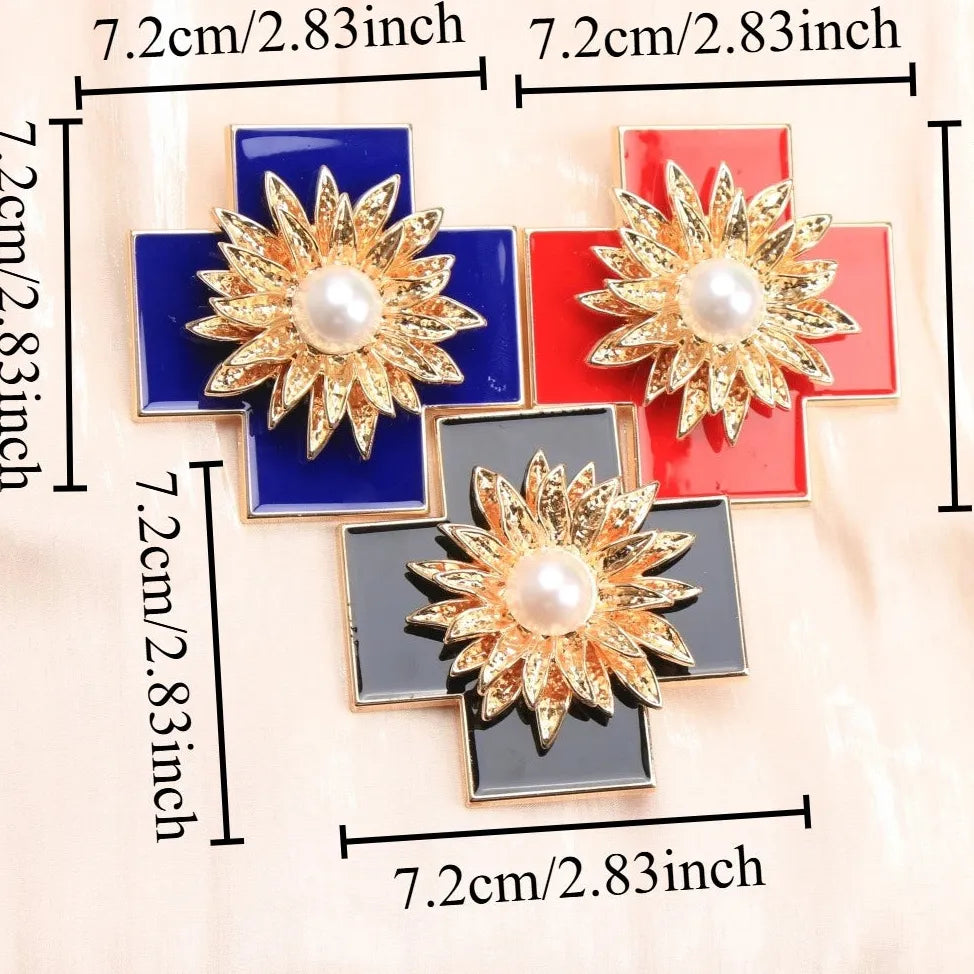 Luxury Cross Floral Brooch Pin Classic Style Gift for Men & Women