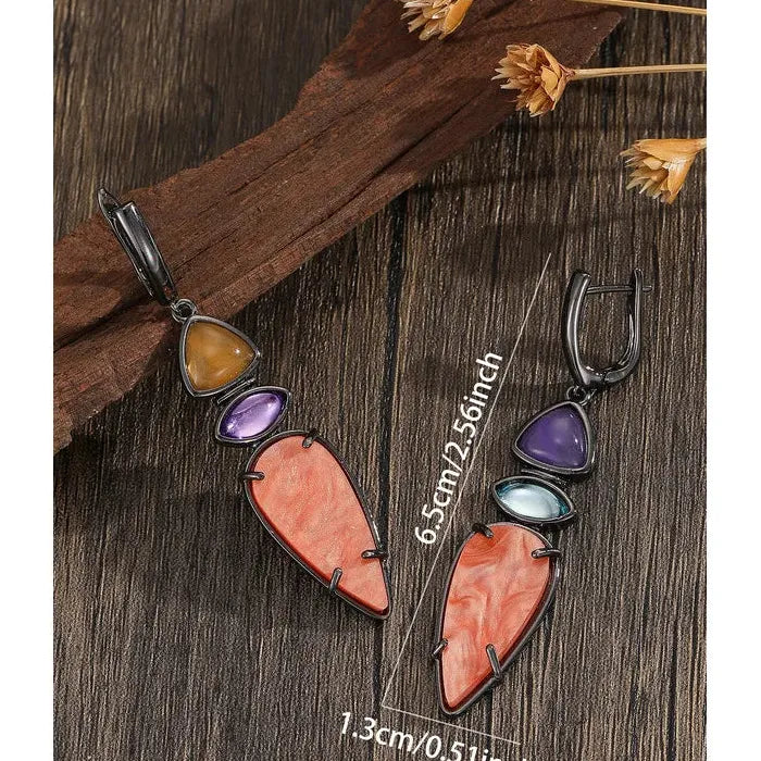 Geometric Triangle Zinc Alloy Drop Earrings Retro Style for Women Party Jewelry