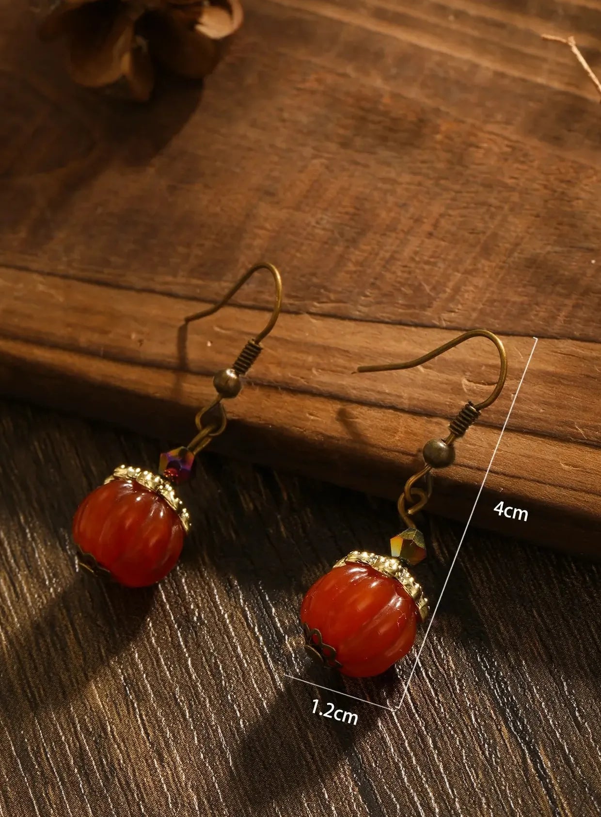 Vintage Red Pumpkin Zinc Alloy Drop Earrings Halloween Christmas Gift for Women
