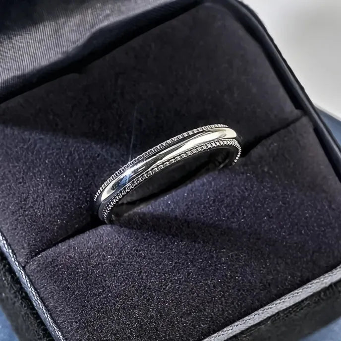 Minimalist Silver Tone Geometric Brass Ring for Women Wedding Engagement Band Jewelry