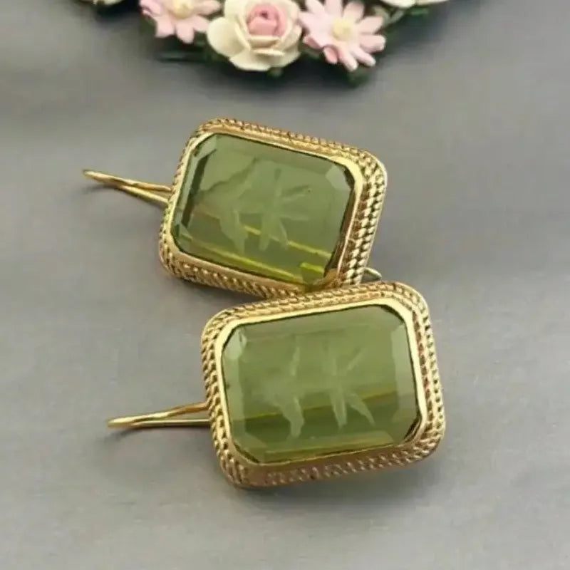 Elegant Retro Copper Geometric Pendant Earrings for Ladies Wedding Jewelry Gifts