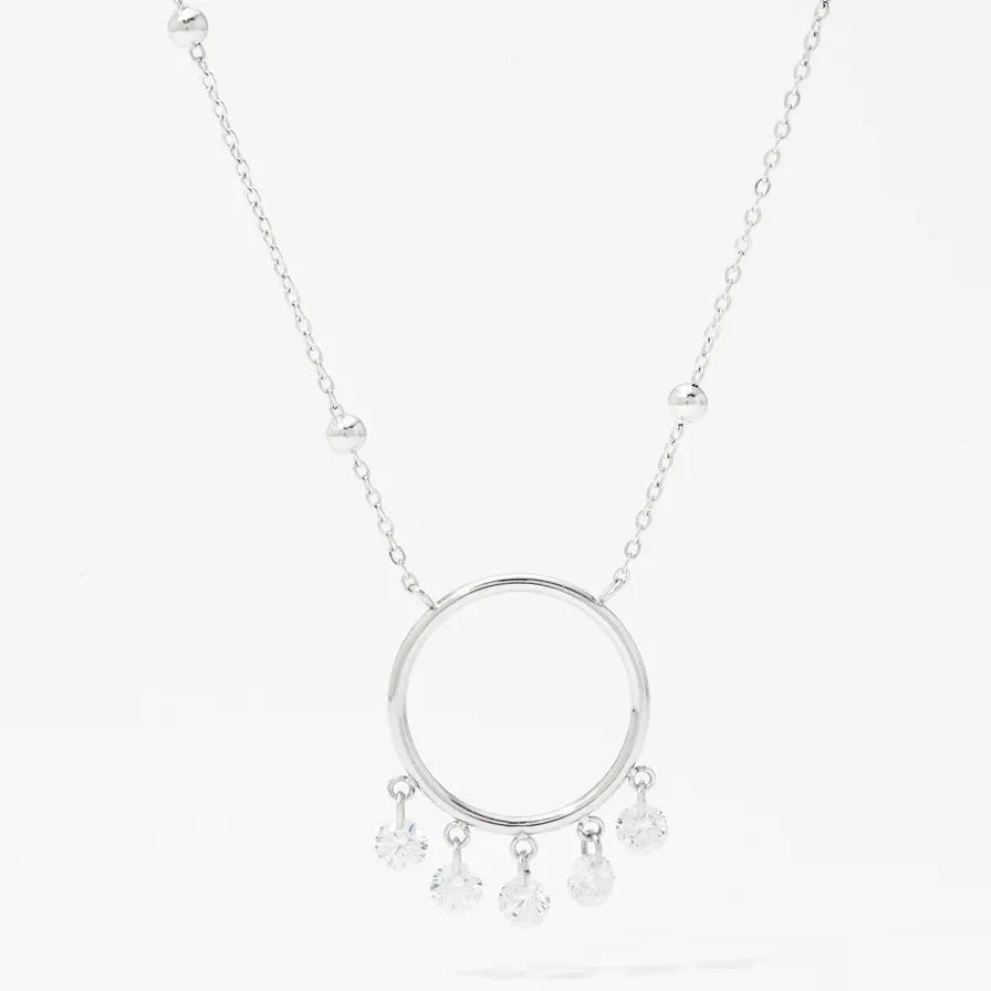 Minimalist Big Circle Zircon Pendant Necklace 18K Gold Plated Crystal Choker Waterproof Jewelry