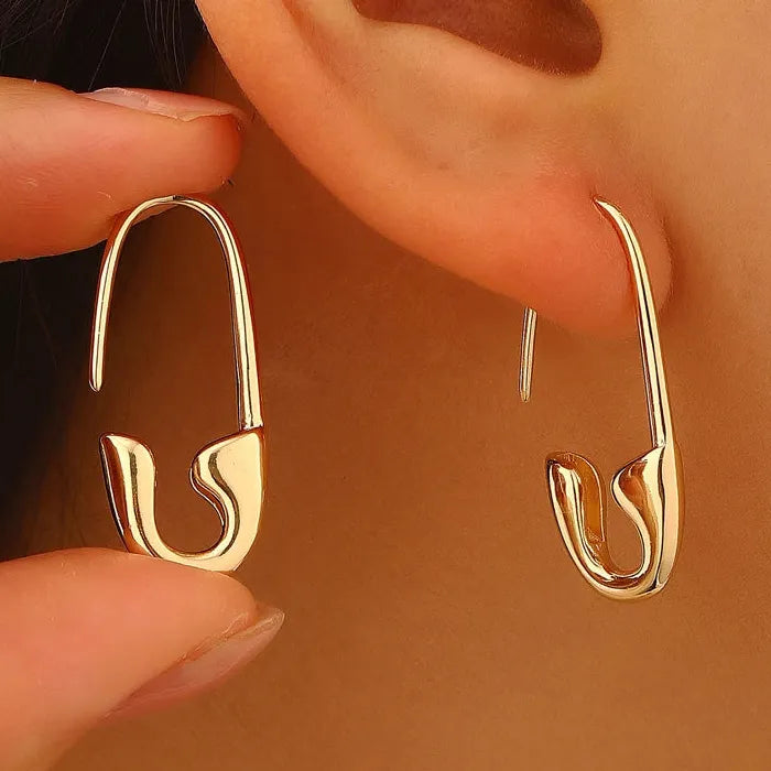 Vintage Zinc Alloy Simple Paperclip Drop Earrings for Women Gift