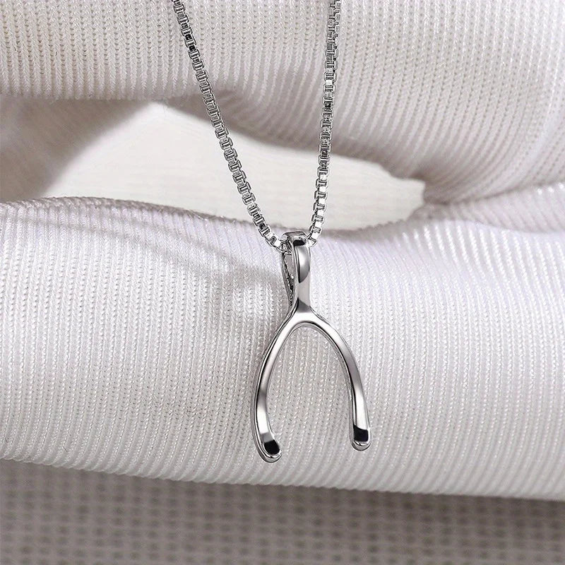 Fashionable Silver Y-shaped Pendant Necklace Suitable for Women's Fashionable Wedding Engagement Jewelry