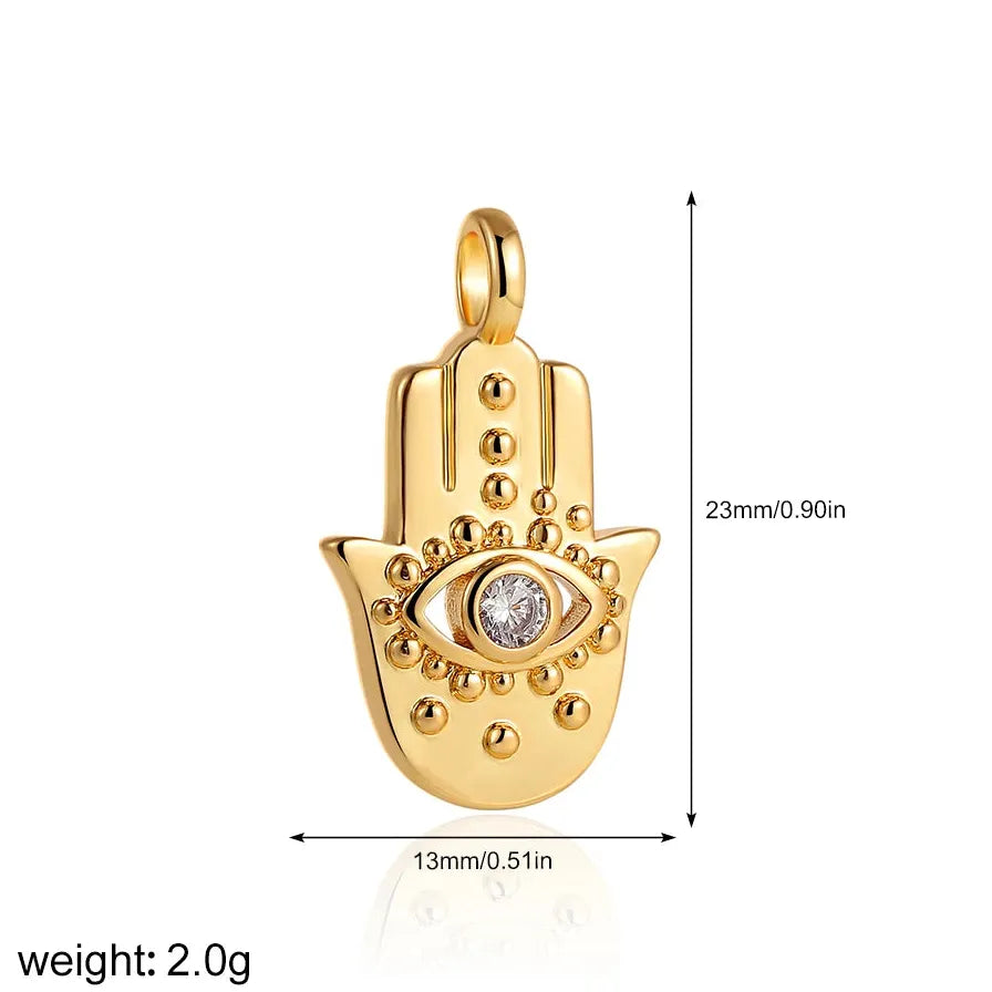 Stainless Steel Evil Eye Palm Cross Flower Pendant Jewelry Rust Resistant Charm