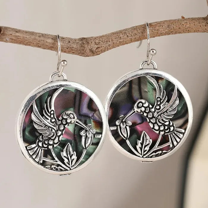 Colorful Shell Animal Shaped Women's Retro Drop Earrings Zinc Alloy Jewelry Gift