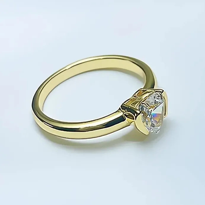 Heart-Shaped CZ Ring Gold Color Wedding Engagement Gift for Women