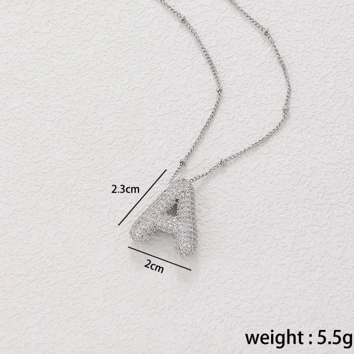 18K Gold Plated A-Z Alphabet Pendant Necklace Cubic Zirconia Stainless Steel Jewelry Women
