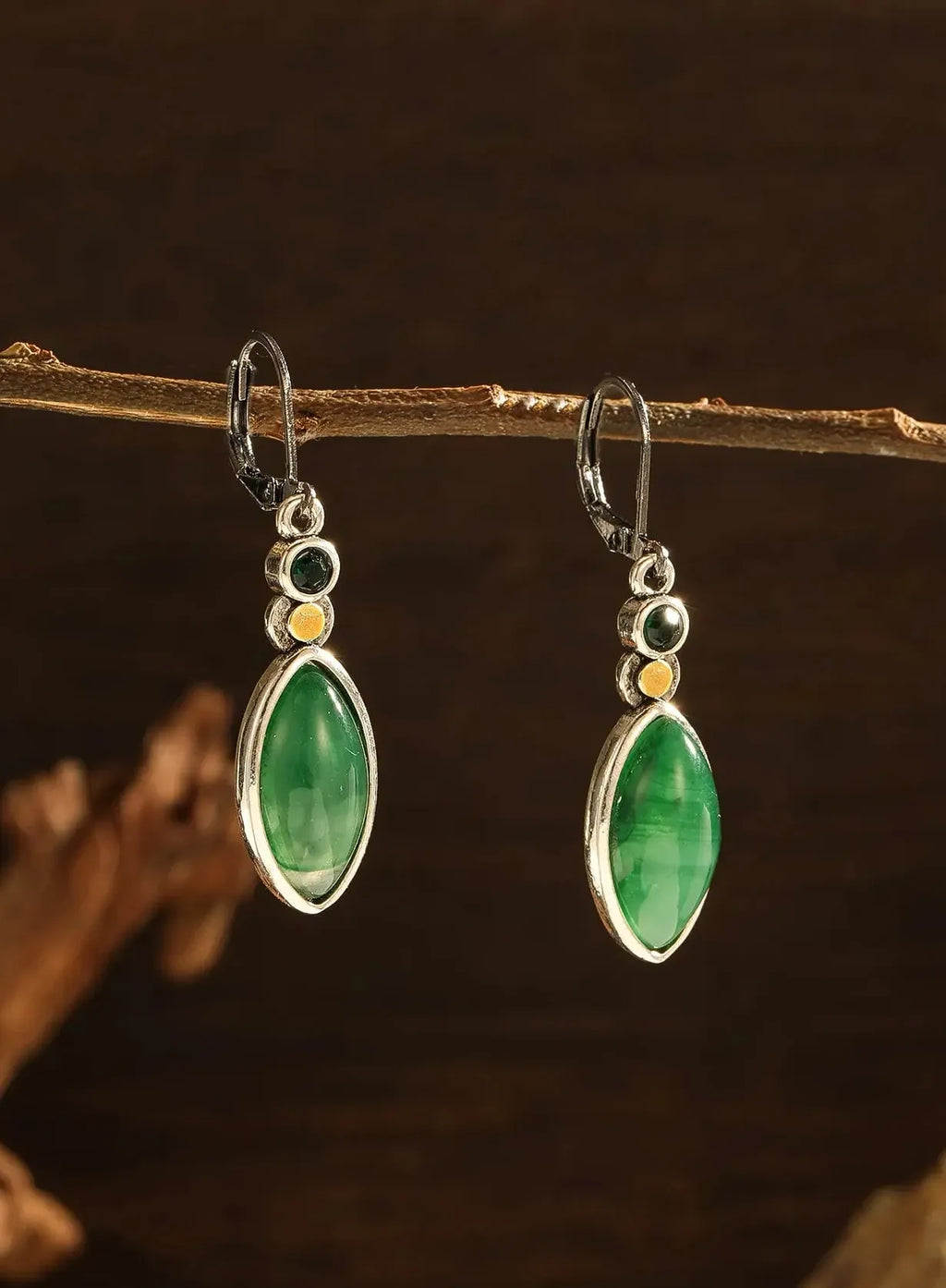 Gun Black Green Zinc Alloy Pendant Drop Earrings for Ladies Weddings Parties