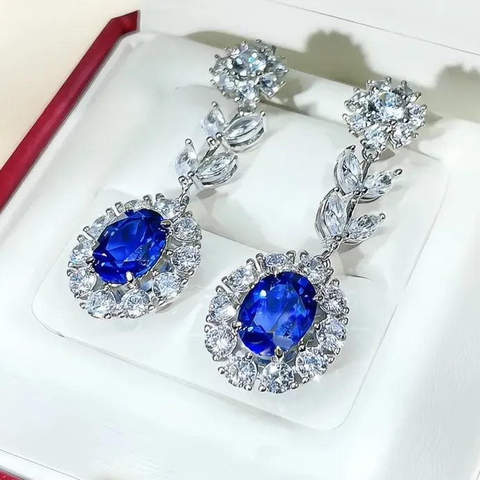Noble Women's Elegant Blue Geometric Cubic Zirconia Drop Earrings Gift