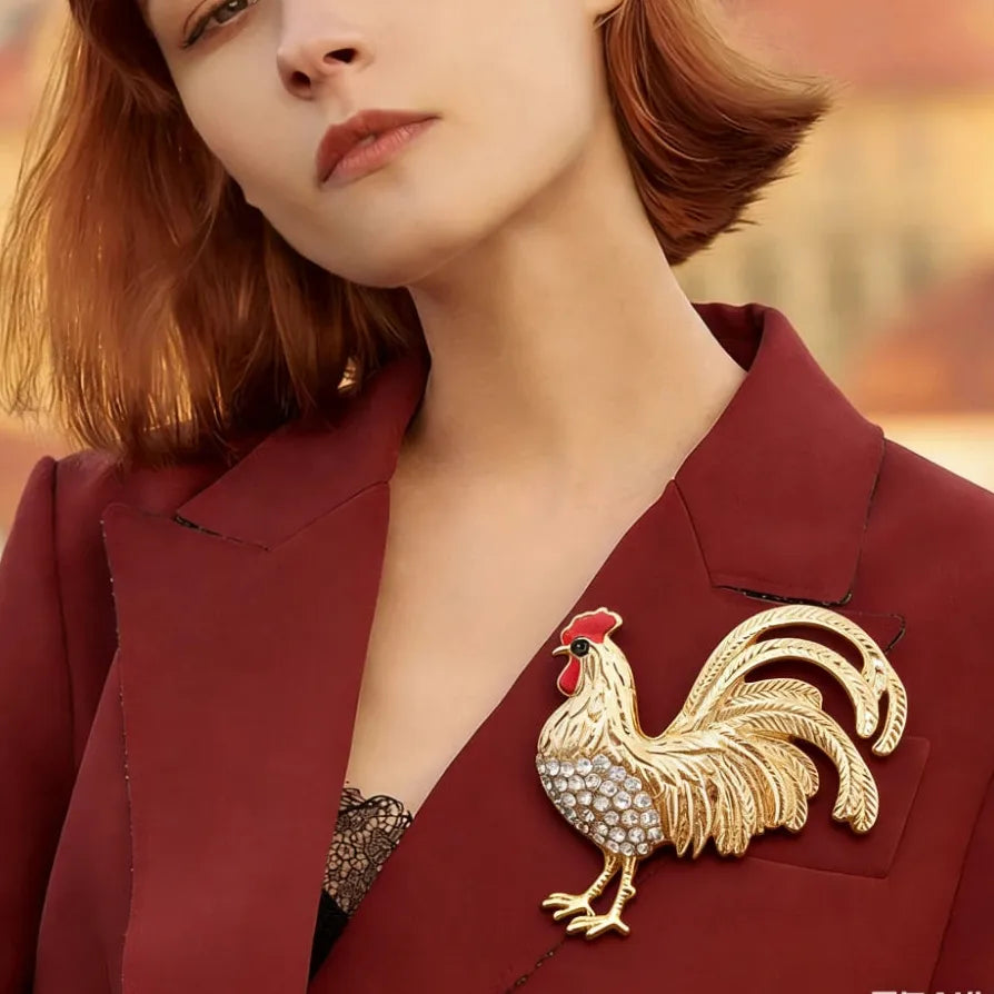Luxury Classic Rooster Brooch Jewelry Gift for Men and Women