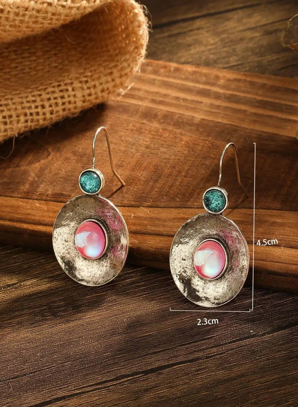 Retro Silver Drop Earrings with Blue Gemstone Pendant for Women Party Jewelry