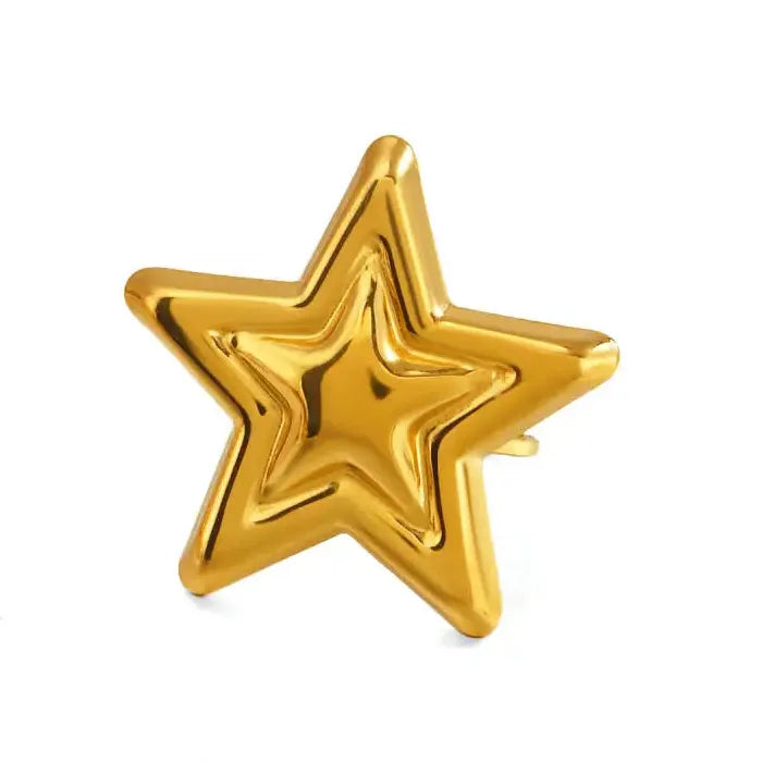 Unisex Stainless Steel Large Five-Pointed Star Ring Minimalist Jewelry Accessory