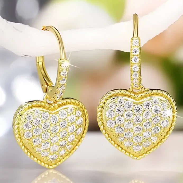 Elegant Heart Drop Cubic Zirconia Earrings for Women Engagement Jewelry