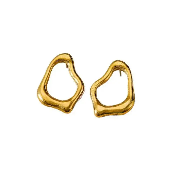 Stainless Steel Skeleton Drop Earrings Women Geometric Hollow Stud Jewelry Chic
